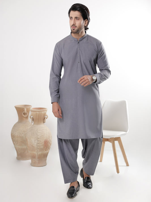 Grey Blended Kameez Shalwar - AL-KS-3232