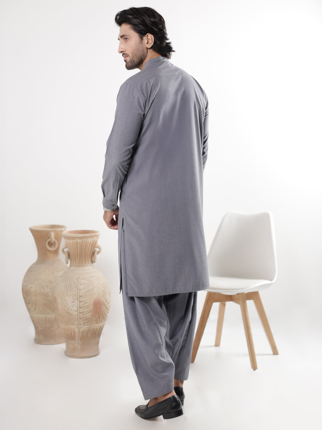 Grey Blended Kameez Shalwar - AL-KS-3232