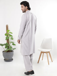 Ash Grey Blended Kameez Shalwar - AL-KS-3233