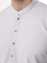 Ash Grey Blended Kameez Shalwar - AL-KS-3233
