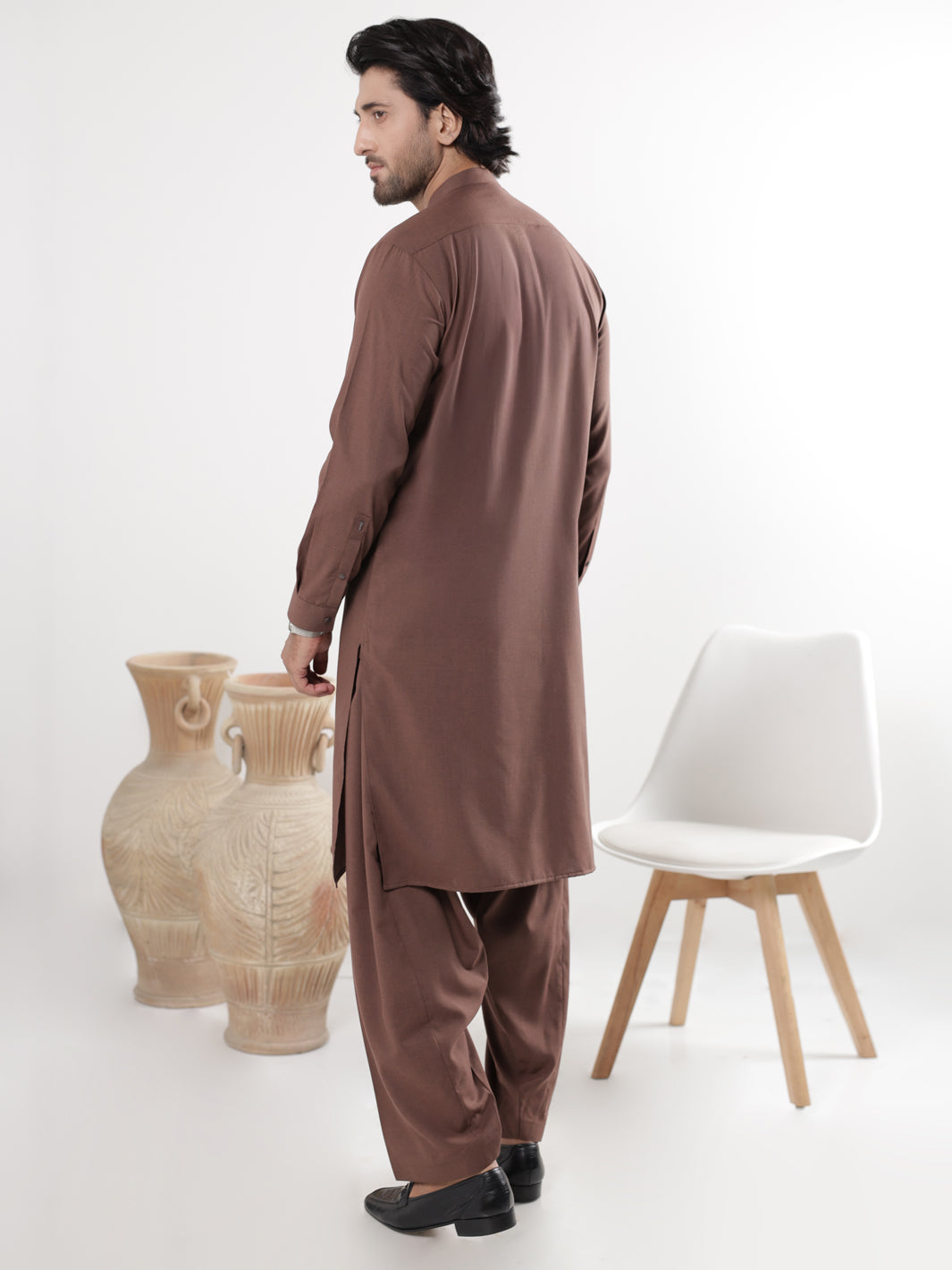 Brown Blended Kameez Shalwar - AL-KS-3234