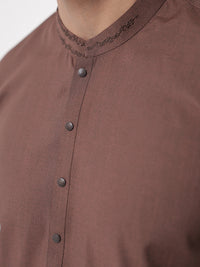 Brown Blended Kameez Shalwar - AL-KS-3234