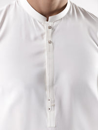 White Blended Kameez Shalwar - AL-KS-3238