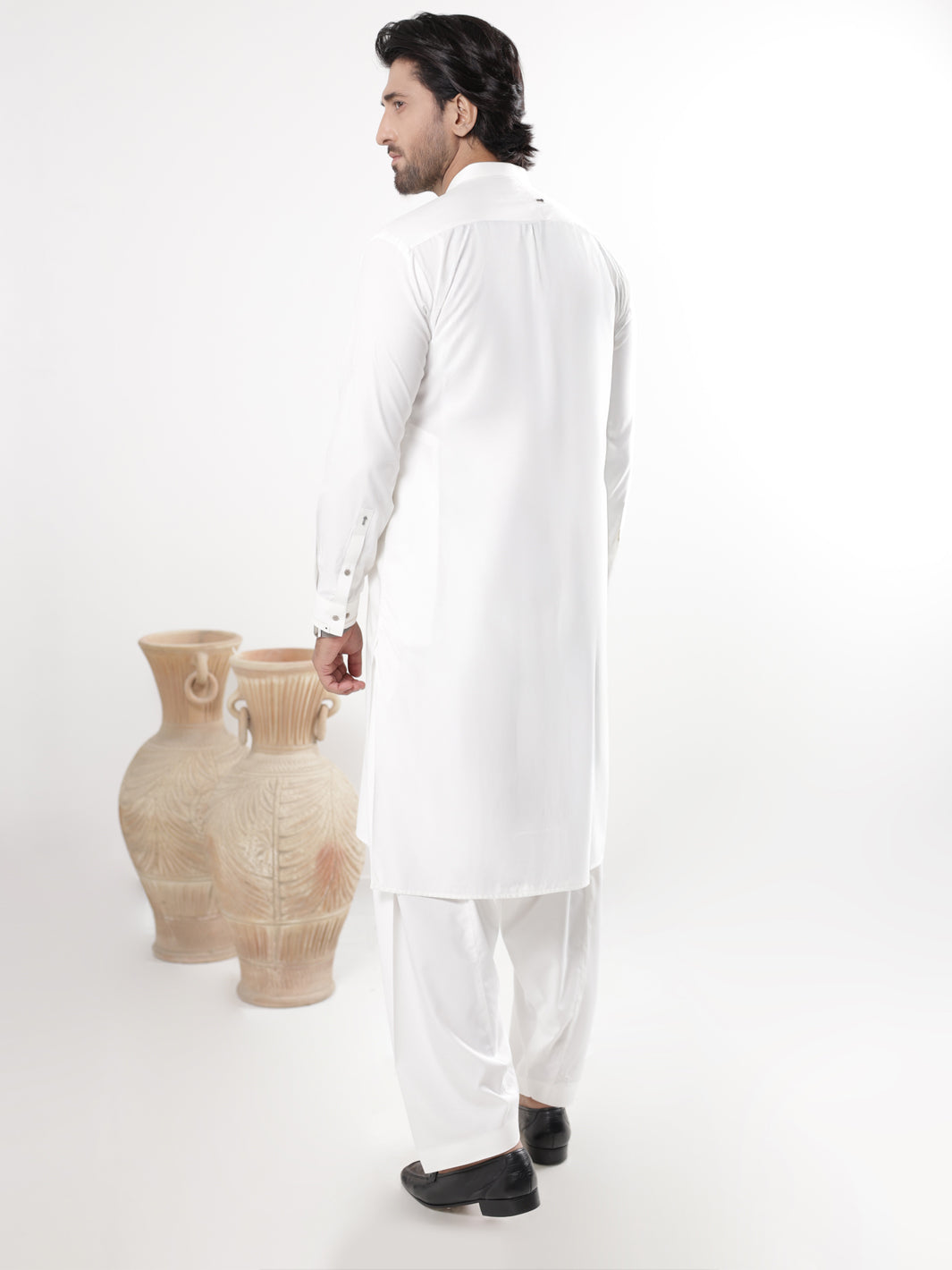 White Blended Kameez Shalwar - AL-KS-3238