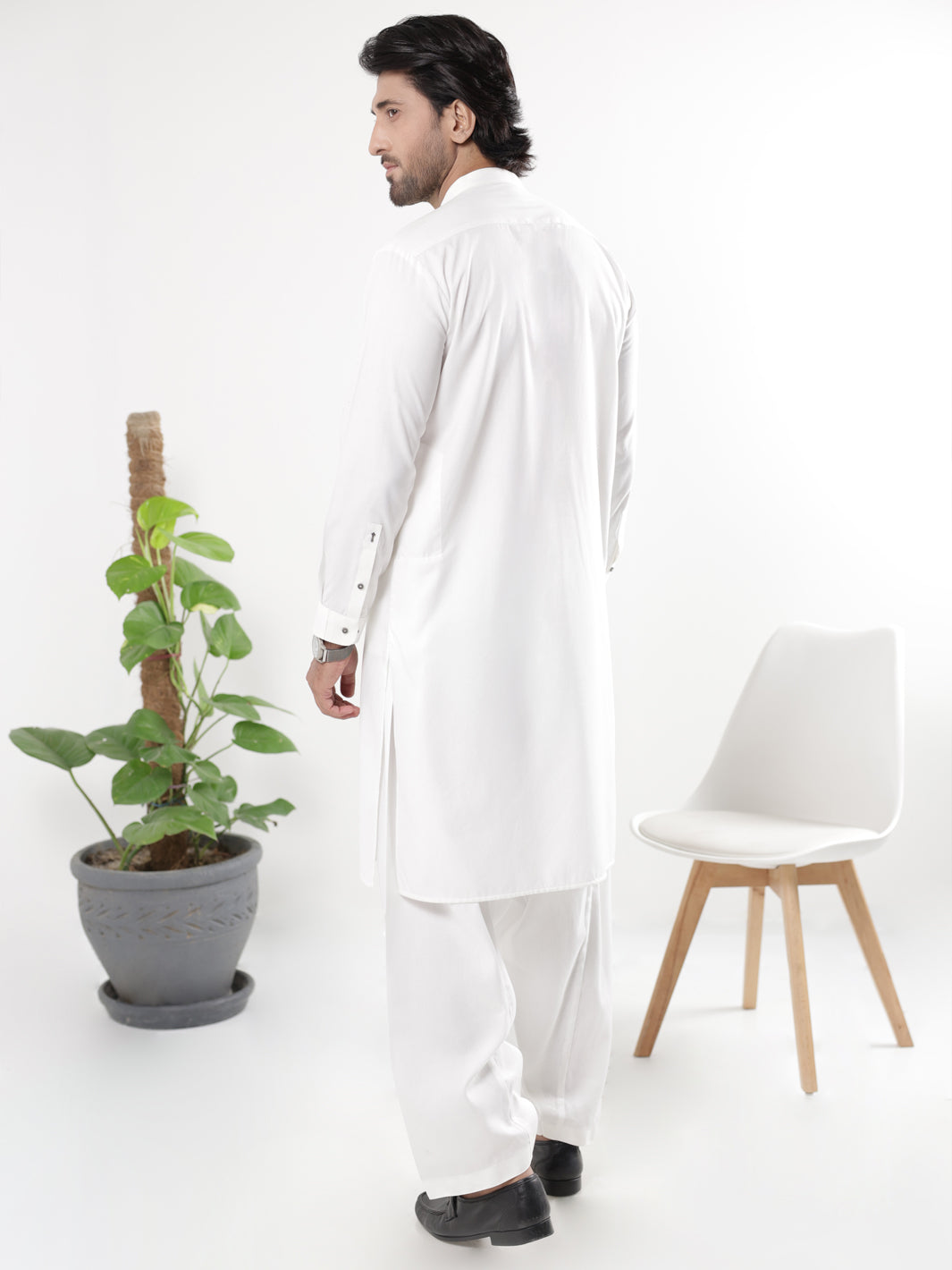 White Blended Kameez Shalwar - AL-KS-3239