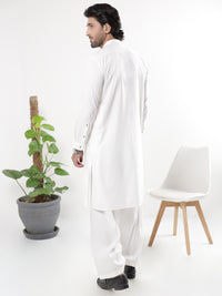 White Blended Kameez Shalwar - AL-KS-3239