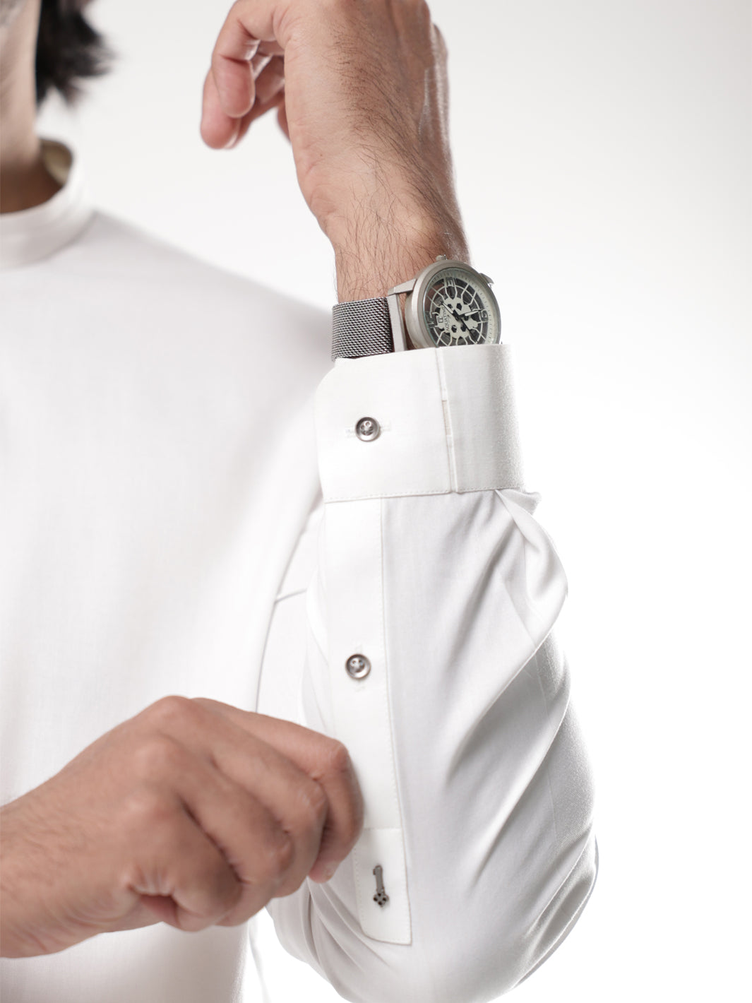 White Blended Kameez Shalwar - AL-KS-3239