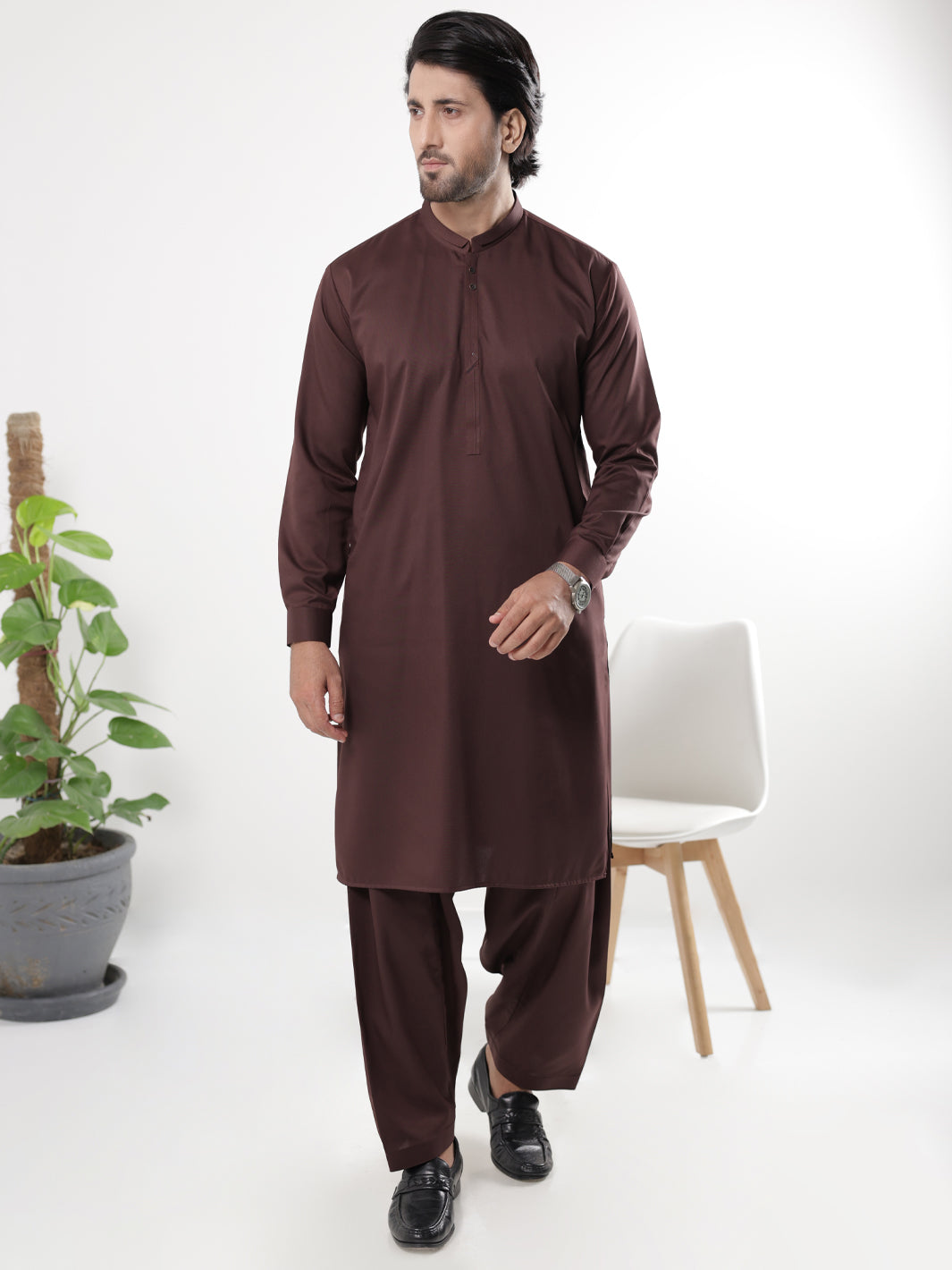 Maroon Blended Kameez Shalwar - AL-KS-3241