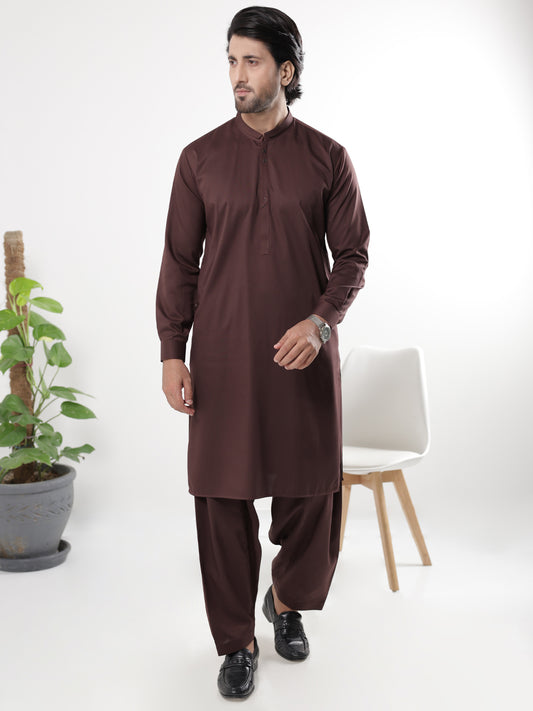 Maroon Blended Kameez Shalwar - AL-KS-3241