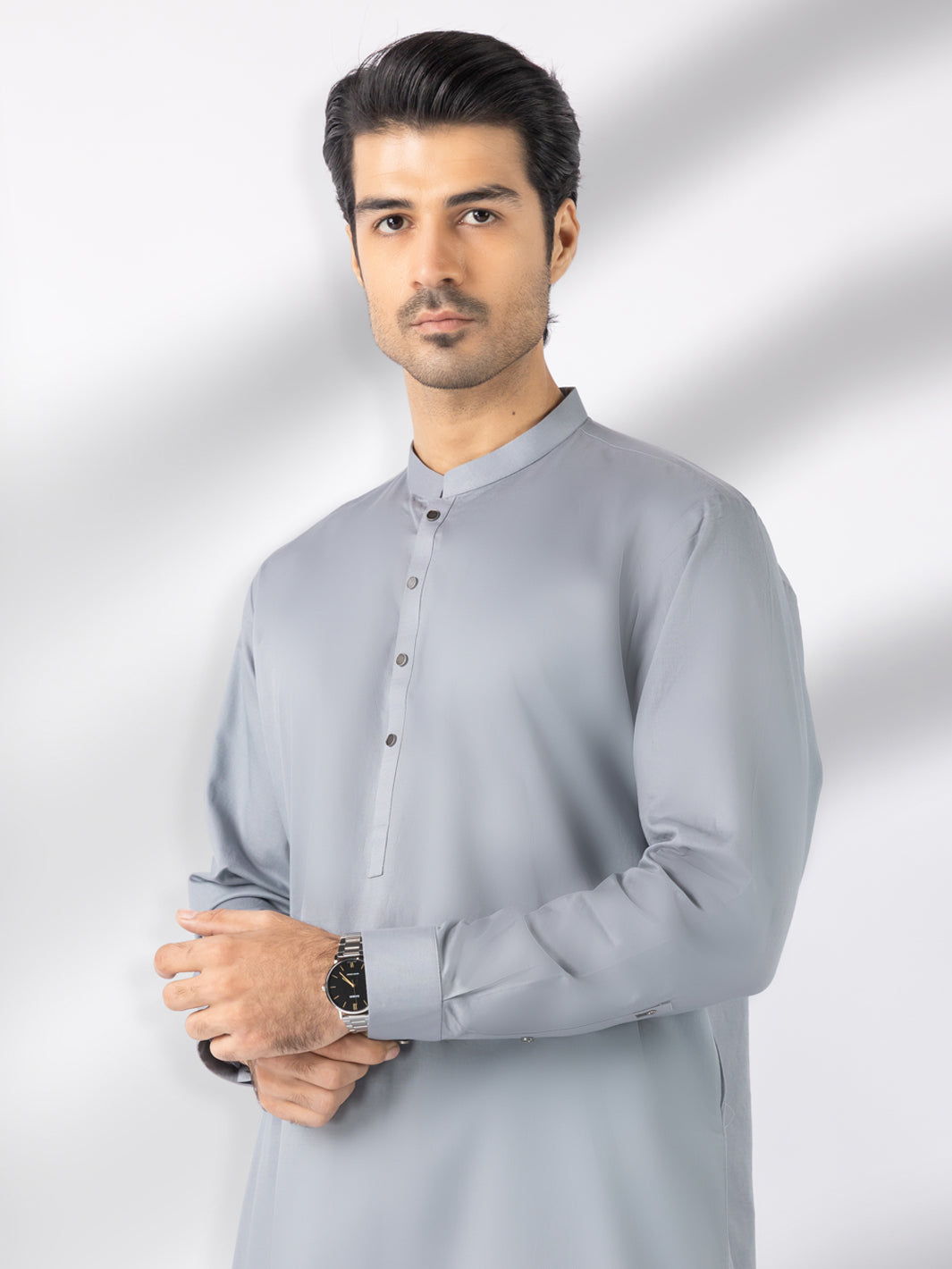 Light Grey Cotton Kameez Shalwar - AL-KS-3242B