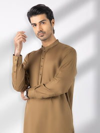 Olive Cotton Kameez Shalwar - AL-KS-3242D
