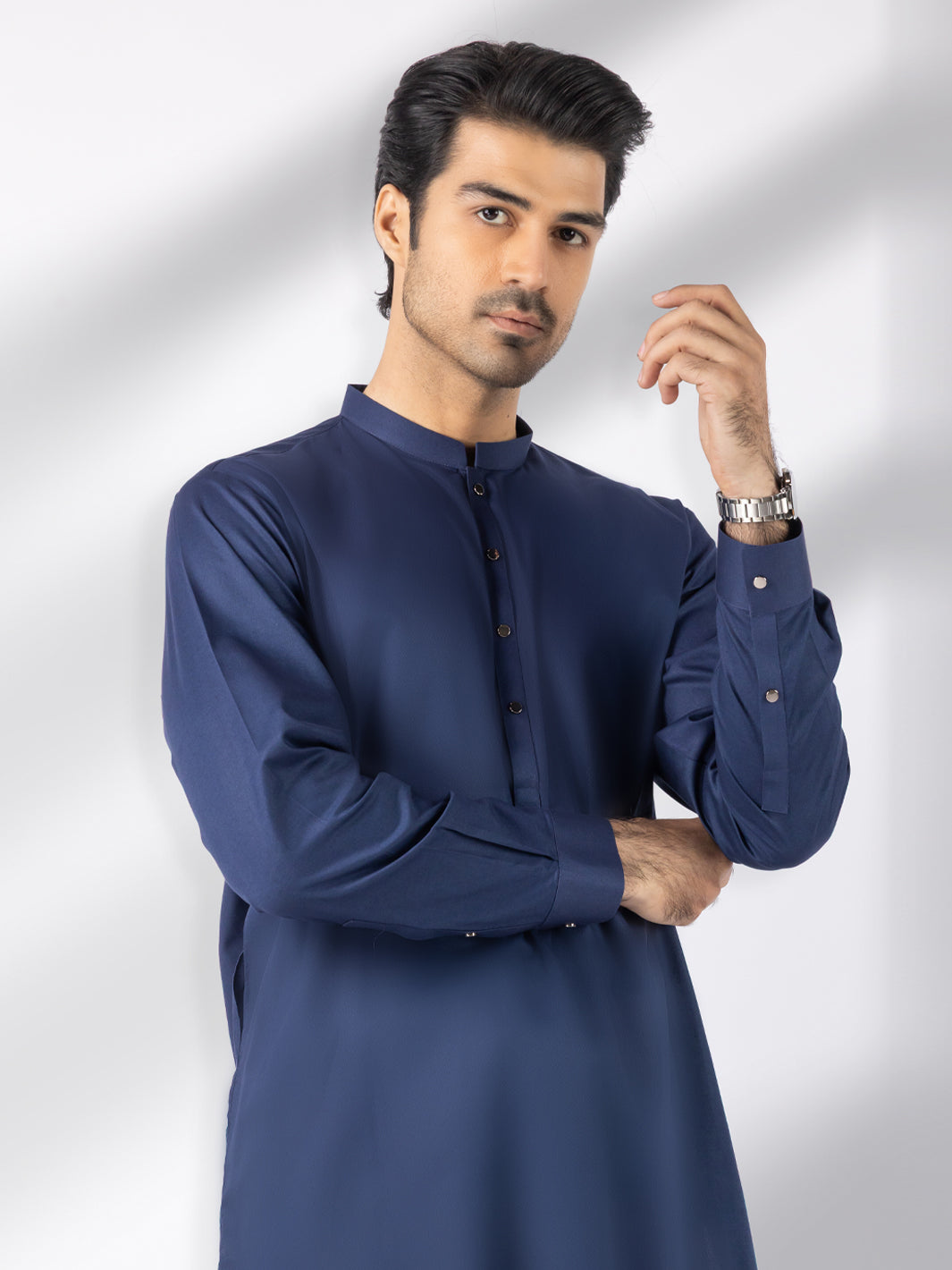 Dark Blue Cotton Kameez Shalwar - AL-KS-3242F