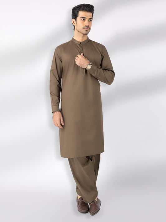Olive Blended Kameez Shalwar - AL-KS-3243E