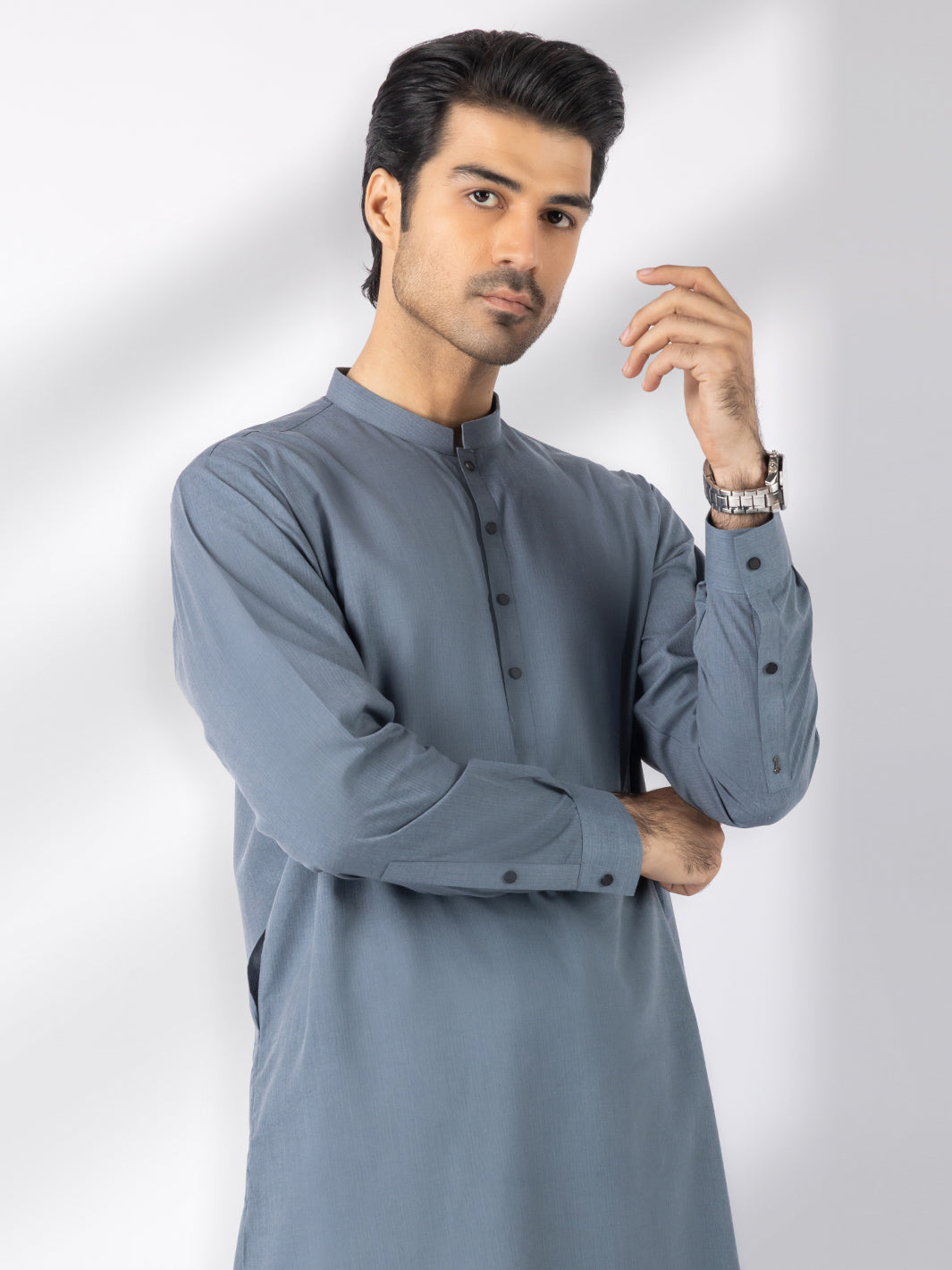 Grey Blended Kameez Shalwar - AL-KS-3244B