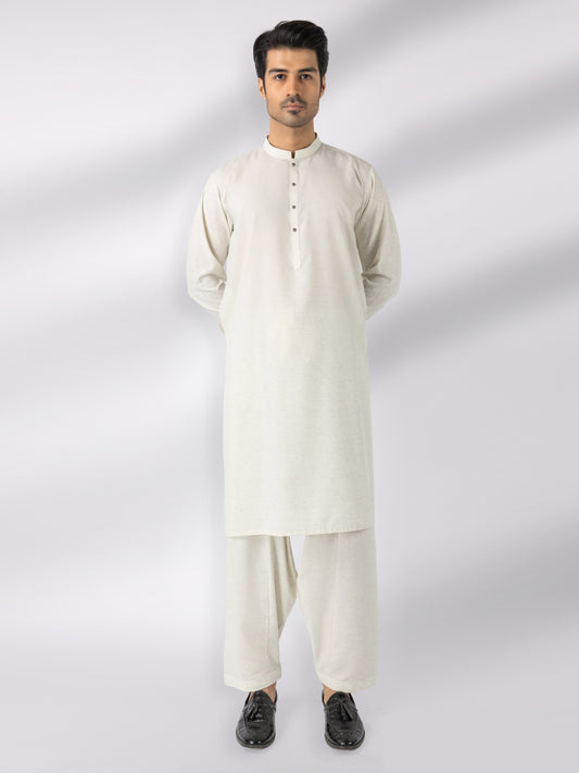 Cream Blended Kameez Shalwar - AL-KS-3244D