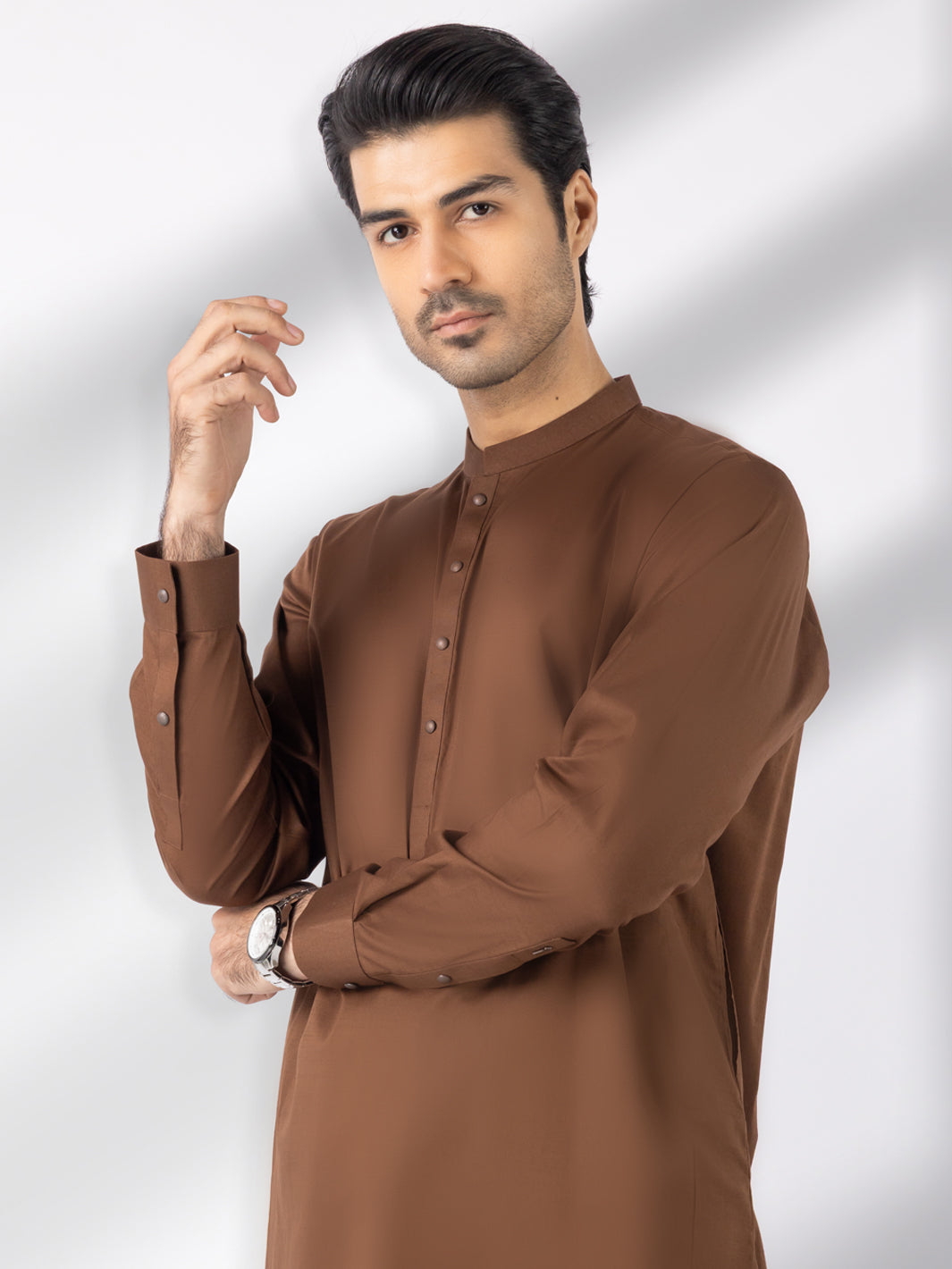 Brown Cotton Kameez Shalwar - AL-KS-3245A