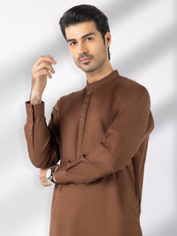 Brown Cotton Kameez Shalwar - AL-KS-3245A