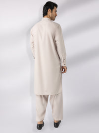 Beige Blended Kameez Shalwar - AL-KS-3247C