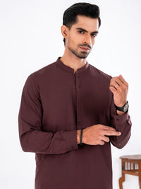 Maroon Blended Kameez Shalwar - AL-KS-3249
