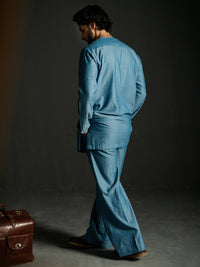 Light Blue Blended Kurta Trousers - AL-KT-3261