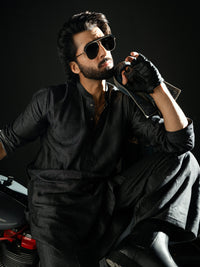 Charcoal Blended Kurta Trousers - AL-KT-3264