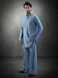 Light Blue Denim Kurta Trousers - AL-KT-3281
