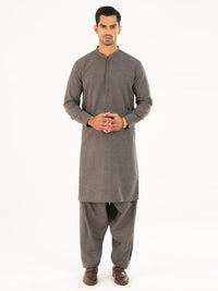 Charcoal Grey Cut & Sew Kameez Shalwar - AL-KS-3313