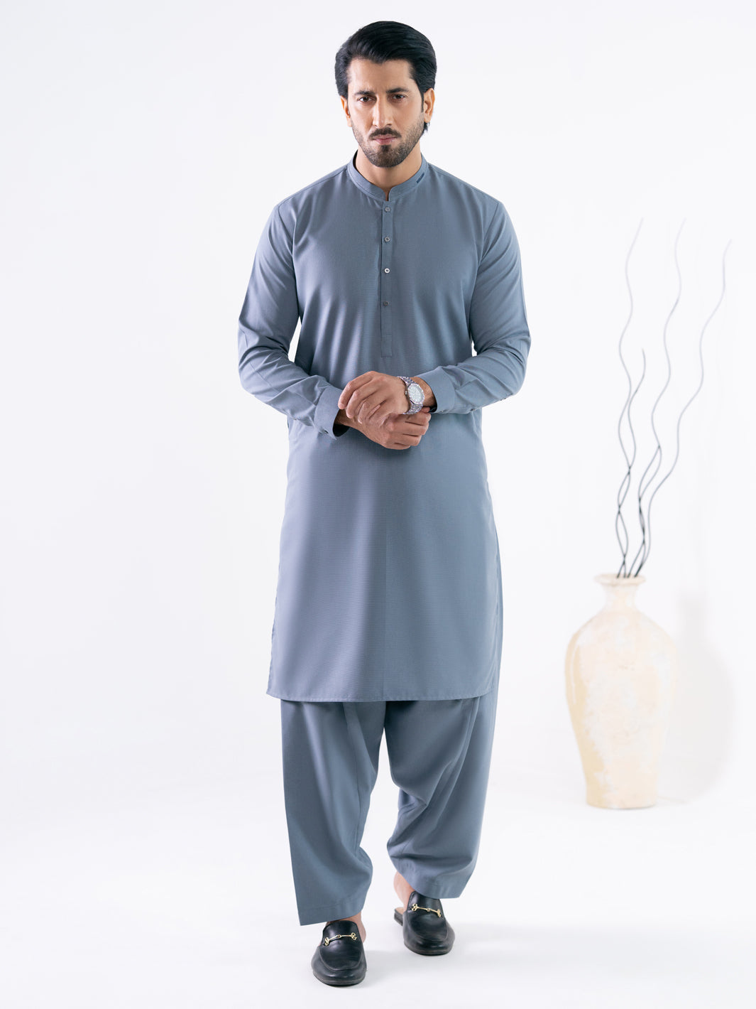 Grey Cut & Sew Kameez Shalwar - AL-KS-3347