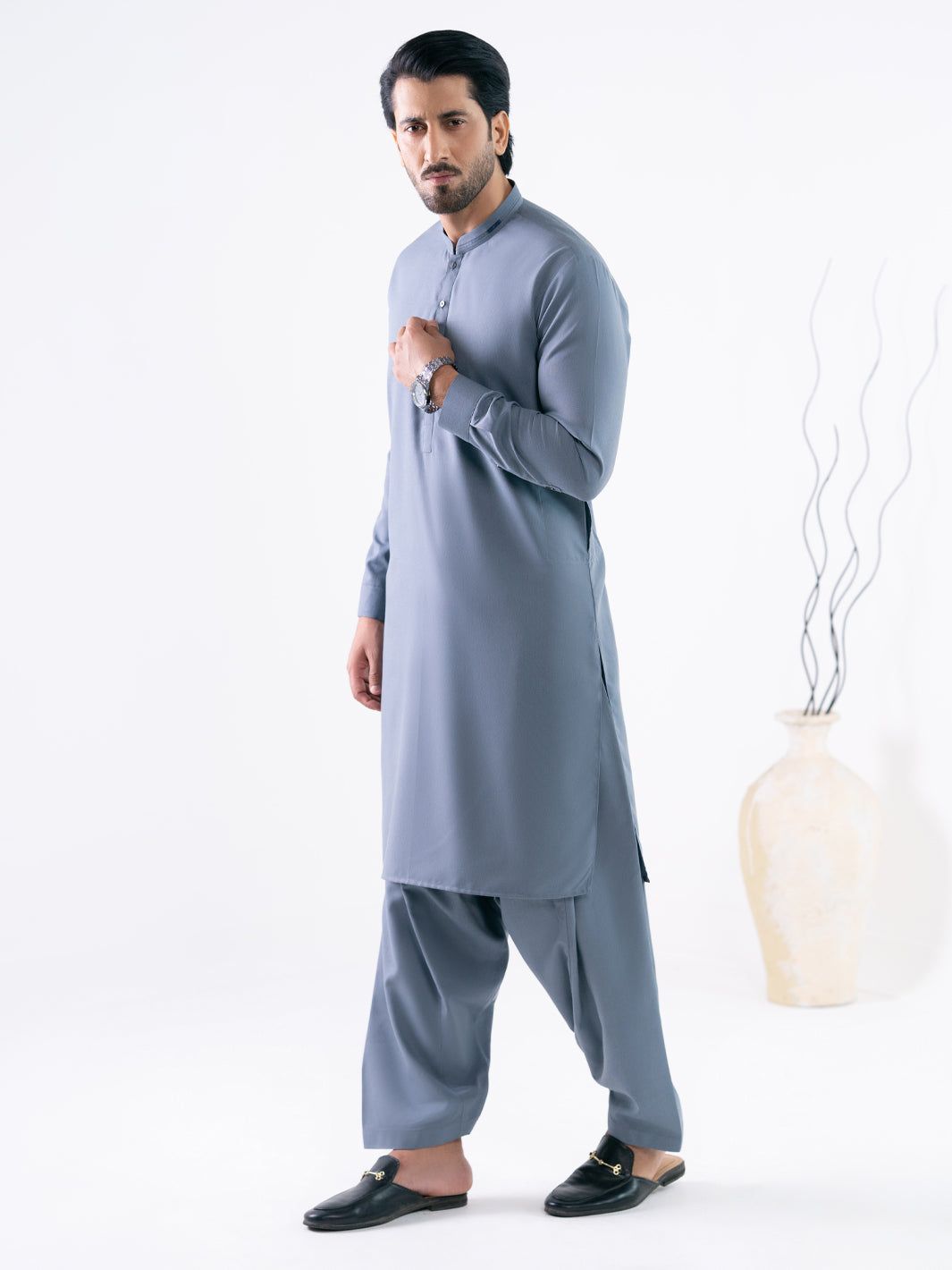Grey Cut & Sew Kameez Shalwar - AL-KS-3347
