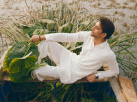 White Cotton Semi-Formal Kurta Trousers - AL-KT-3366