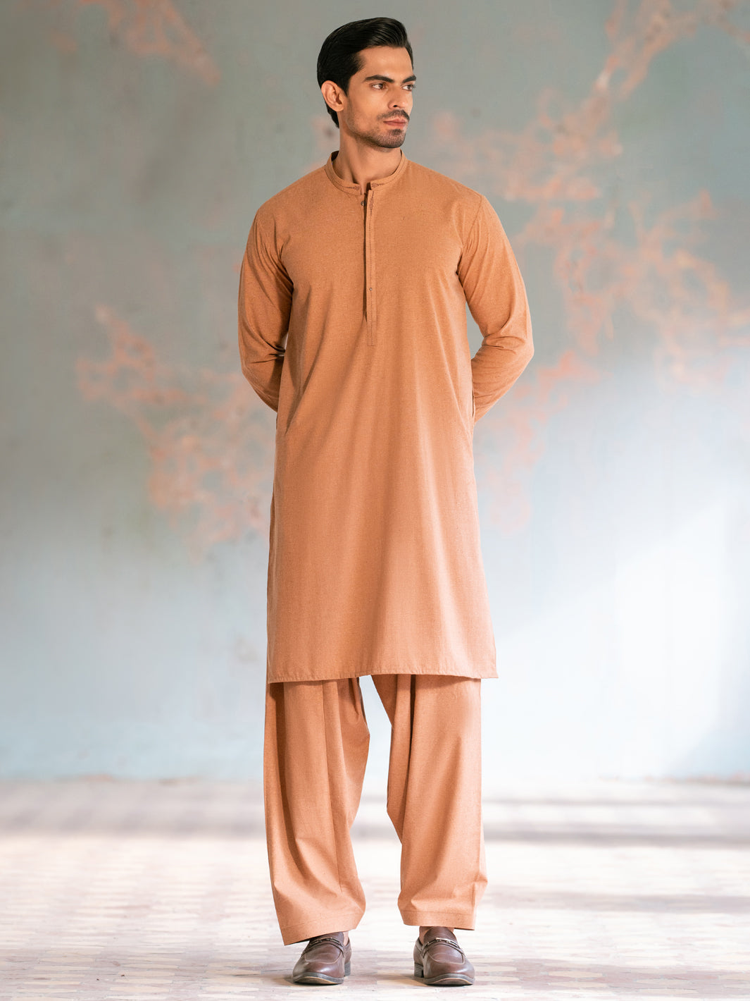 Light Brown Kameez Shalwar - AL-KS-3390