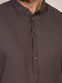Dark Brown Kameez Shalwar - AL-KS-3416