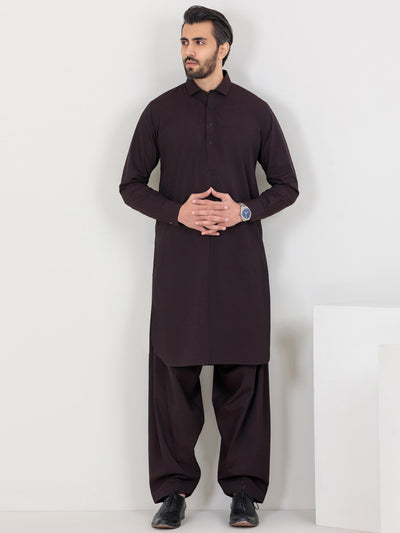 Maroon Blended Kameez Shalwar - ALWA-KS-358A