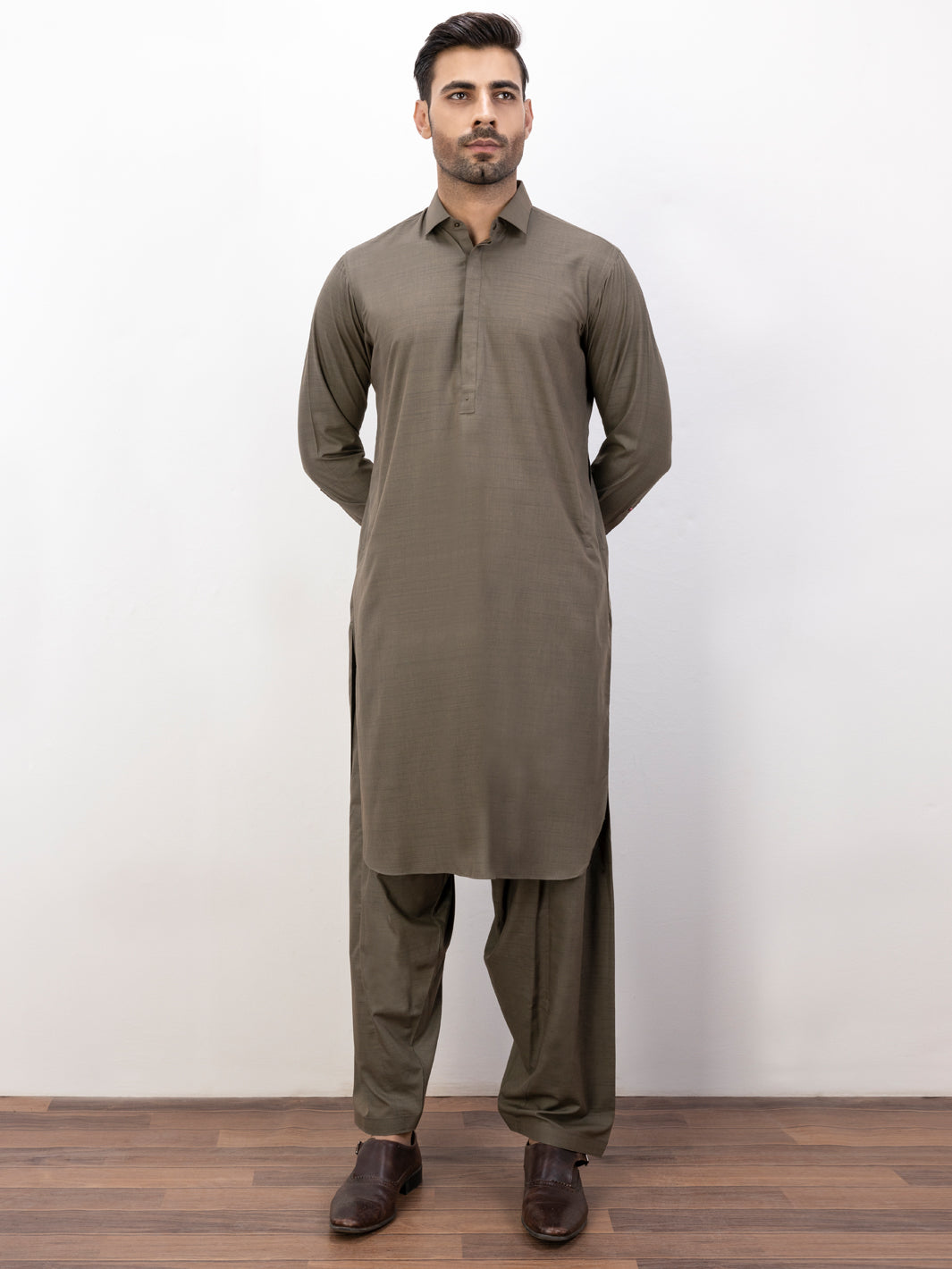 Green Blended Kameez Shalwar - ALWA-KS-368