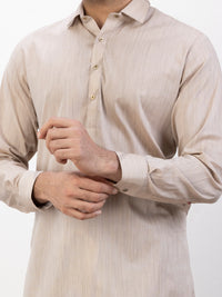 Beige Cotton Kameez Shalwar - ALWA-KS-386