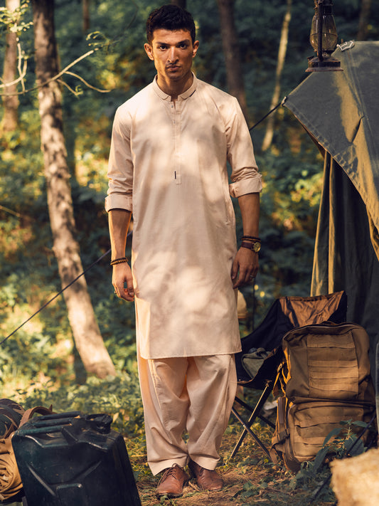 Peach Blended Kameez Shalwar - AL-KS-2947