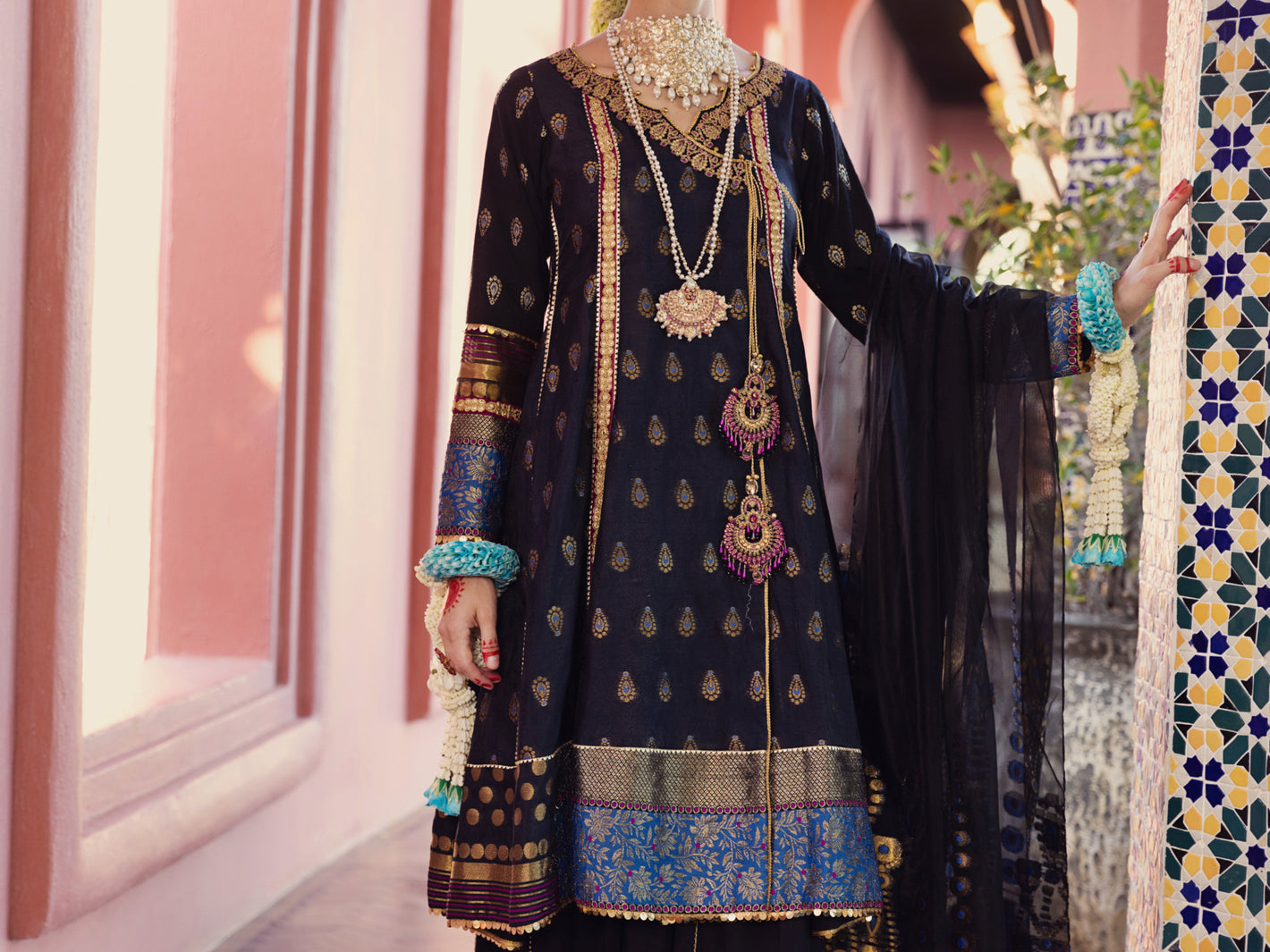 Black Yarn-Dyed Jacquard 3Pc Formal Unstitched - AL-3PS-LS-UN-411