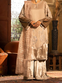 Beige Sheesha Silk Formal 3Pc Stitched - AL-3PS-LS-438