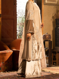 Beige Sheesha Silk Formal 3Pc Stitched - AL-3PS-LS-438