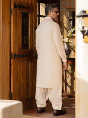 Cream Cotton Kameez Shalwar - ALWA-KS-439