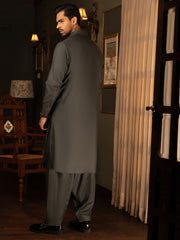 Dark Green Cotton Kameez Shalwar - ALWA-KS-443 - Almirah Online