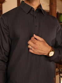 Dark Grey Blended Kameez Shalwar - ALWA-KS-474