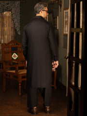 Black Cotton Kameez Shalwar - ALWA-KS-444 - Almirah Online