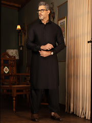 Black Cotton Kameez Shalwar - ALWA-KS-444 - Almirah Online