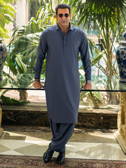 Charocal Grey Cotton Kameez Shalwar - ALWA-KS-445 - Almirah Online