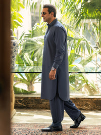 Charocal Grey Cotton Kameez Shalwar - ALWA-KS-445