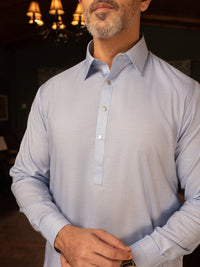 Light Blue Cotton Kameez Shalwar - ALWA-KS-446