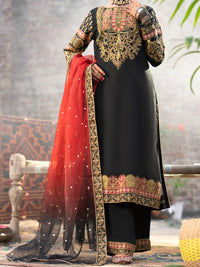 Black Khaddi Net 3Pc Formal Unstitched - AL-3PS-LS-UN-447