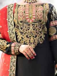 Black Khaddi Net 3Pc Formal Unstitched - AL-3PS-LS-UN-447