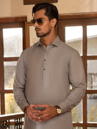 Light Grey Blended Kameez Shalwar - ALWA-KS-449